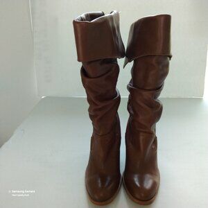 Frye Dorado Slouch Light Brown Fold-over Leather Boots Spain New Shelf Pulls 7